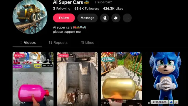 TikTok ai content account cover @aisupercar2